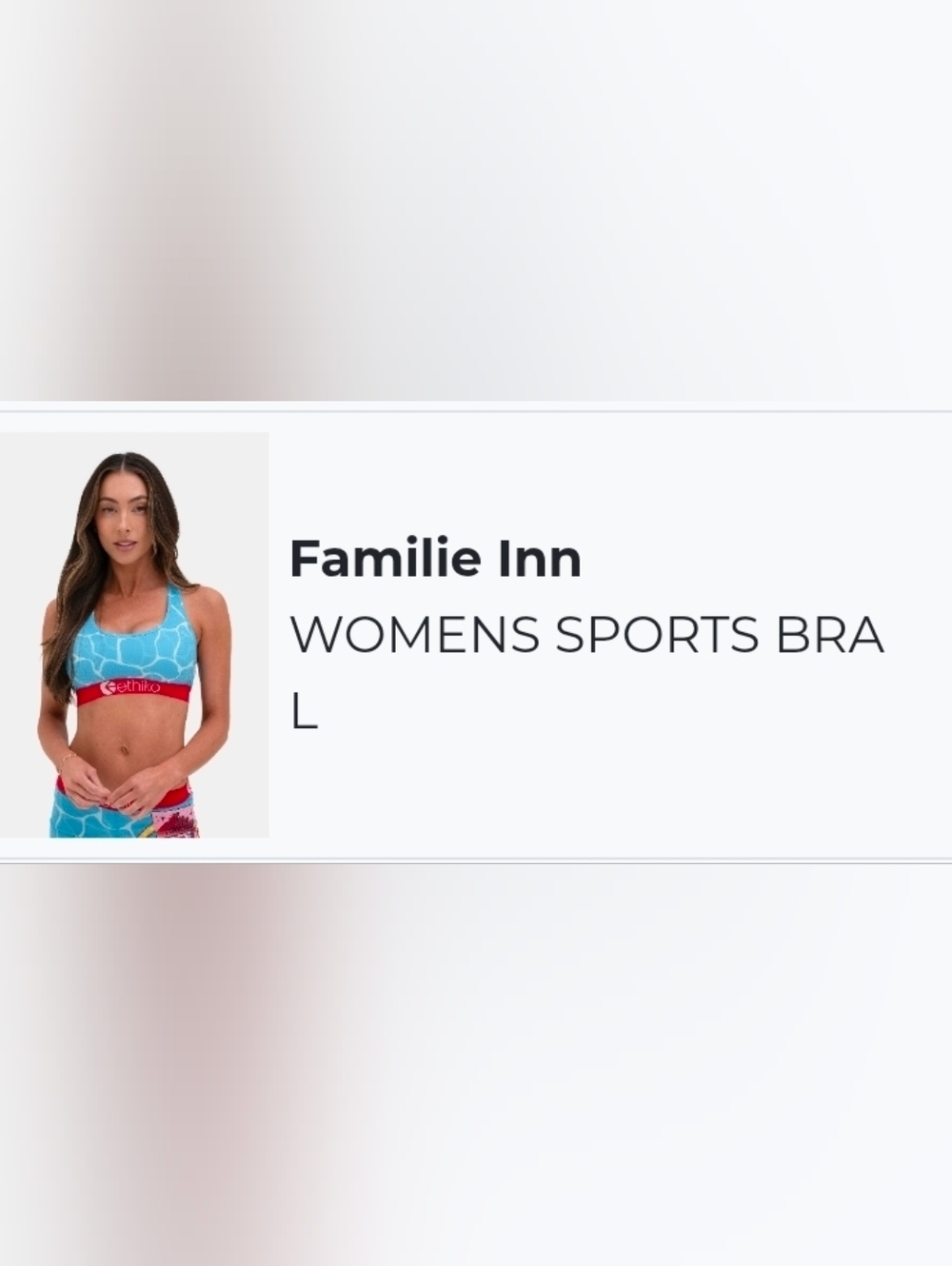 NWT Ethika The Familie Inn Sports Bra Size Large Blue/Red